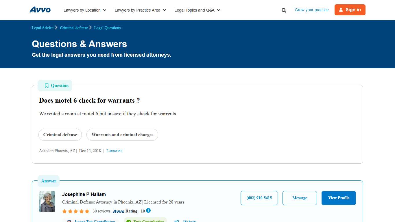 Does motel 6 check for warrants ? - Legal Answers