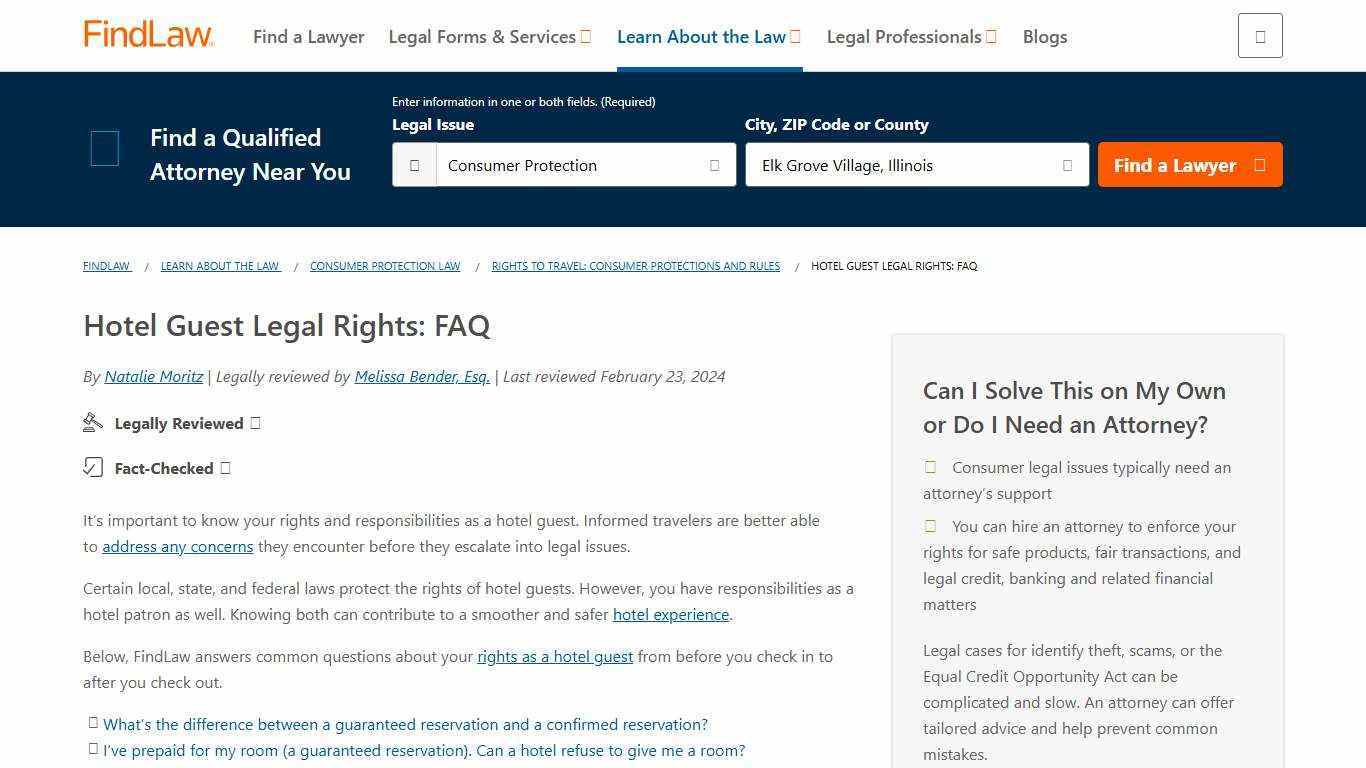 Hotel Guest Legal Rights: FAQ - FindLaw